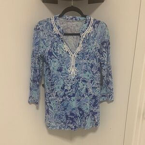 Lilly Pulitzer Blue and White Floral Top